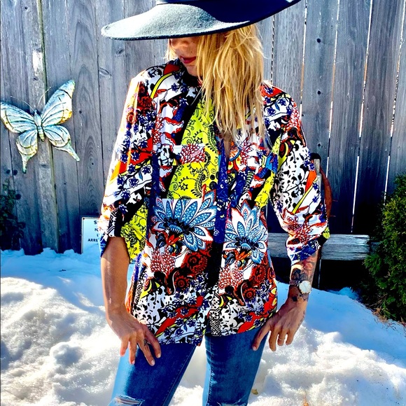 Peck & Peck Tops - Vintage style 1970’s abstract print blouse boho